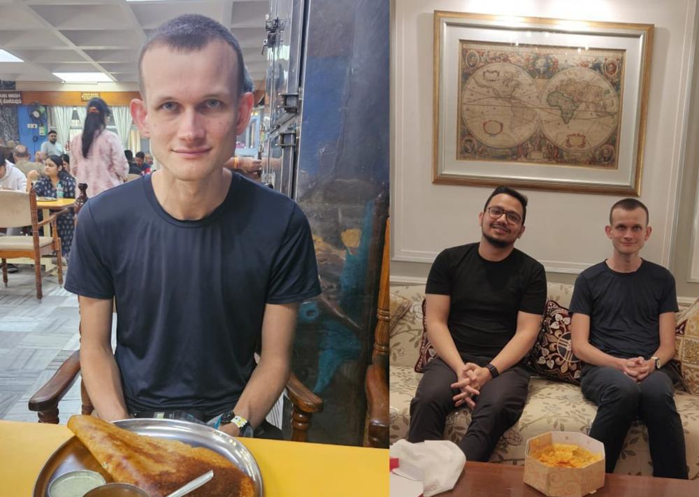 The Weekend Leader - Vitalik Buterin Marks Ethereum's 8th Birthday in Bengaluru with Ghevar Cake and Masala Dosa